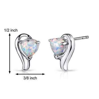 Opal Heart Helix Earrings Sterling Silver 1.25 Carats