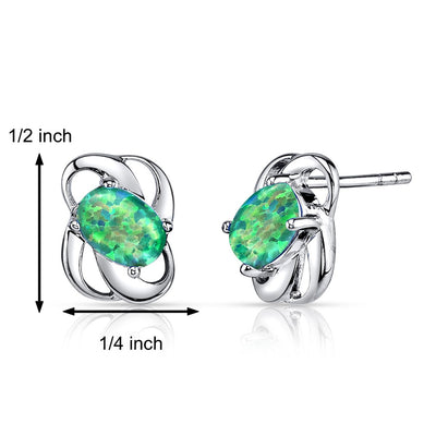 Green Opal Blossom Earrings Sterling Silver Oval Cut 1.00 Carats