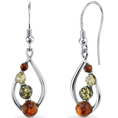 Baltic Amber Open Leaf Earrings Sterling Silver Multiple Colors