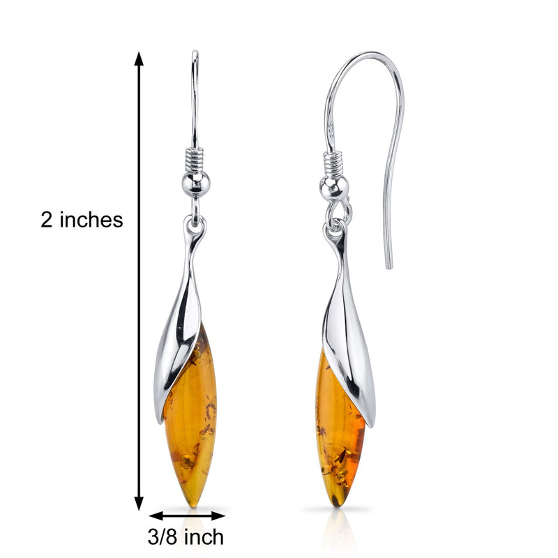 Baltic Amber Earrings Sterling Silver Cognac Color
