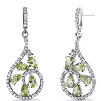 Peridot Dewdrop Earrings Sterling Silver 2.5 Carats