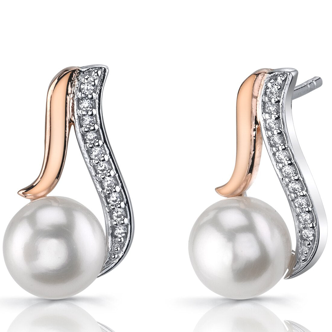 Pearl Earrings Sterling Silver Button Shape | SE8706 | Peora.com