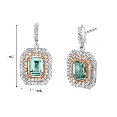 Simulated Tourmaline Two-Tone Sterling Silver Octagon Poise Earrings