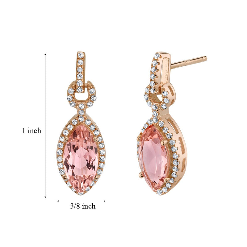 4.50 Carats Simulated Morganite Rose-Tone Sterling Silver Marquise Royal Earrings