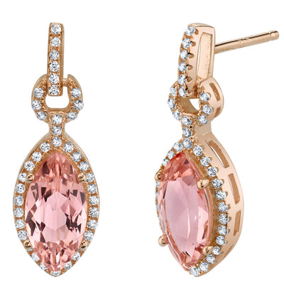 4.50 Carats Simulated Morganite Rose-Tone Sterling Silver Marquise Royal Earrings