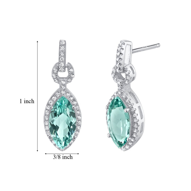 4.50 Carats Simulated Paraiba Tourmaline Sterling Silver Marquise Royal Earrings