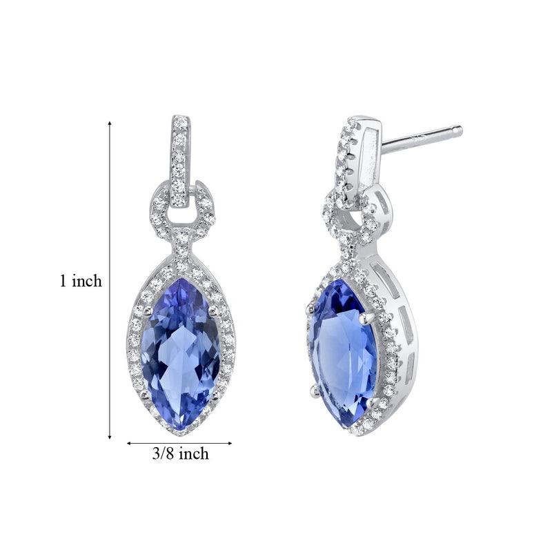 4.50 Carats Simulated Tanzanite Sterling Silver Marquise Royal Earrings