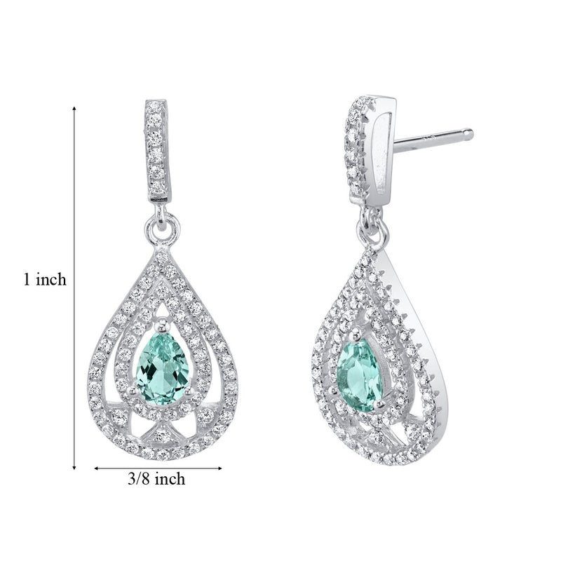 Simulated Paraiba Tourmaline Sterling Silver Chandelier Earrings