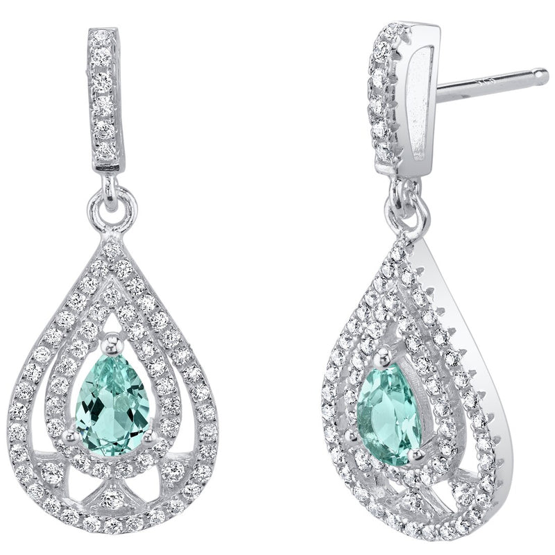 Simulated Paraiba Tourmaline Sterling Silver Chandelier Earrings