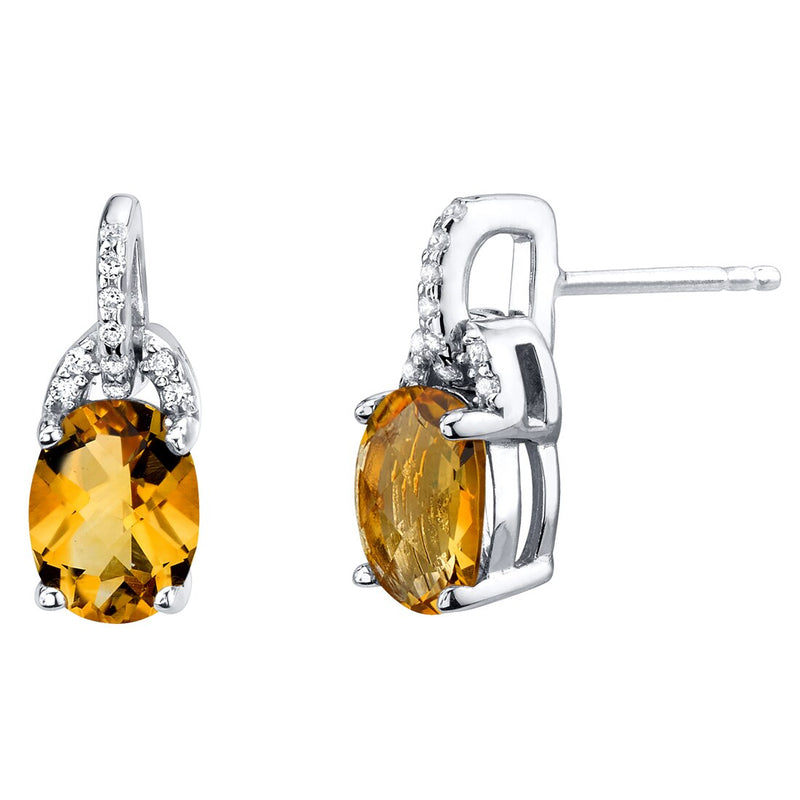 Citrine Pirouette Drop Earrings Sterling Silver 2.25 Carats Total Oval Shape