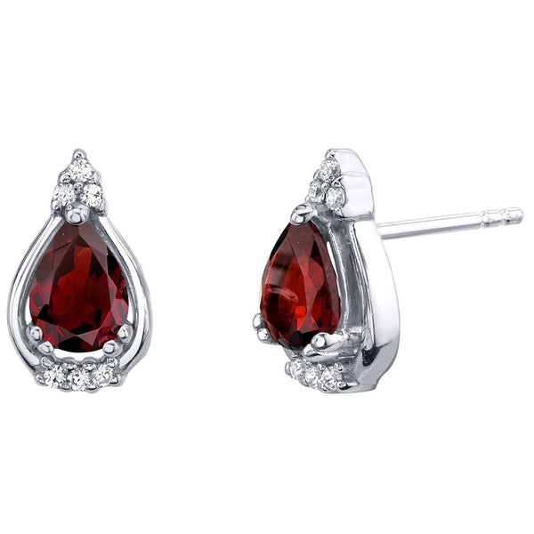 Sterling Silver garnet Earrings Pear 1.5 ct | SE8916 | Peora