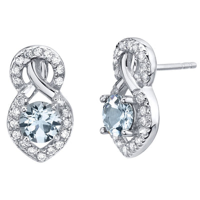 Aquamarine Crossover Stud Earrings Sterling Silver 1.25 Carats Total