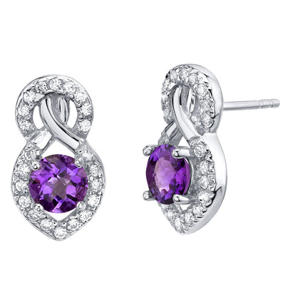 Amethyst Crossover Stud Earrings Sterling Silver 1.50 Carats Total