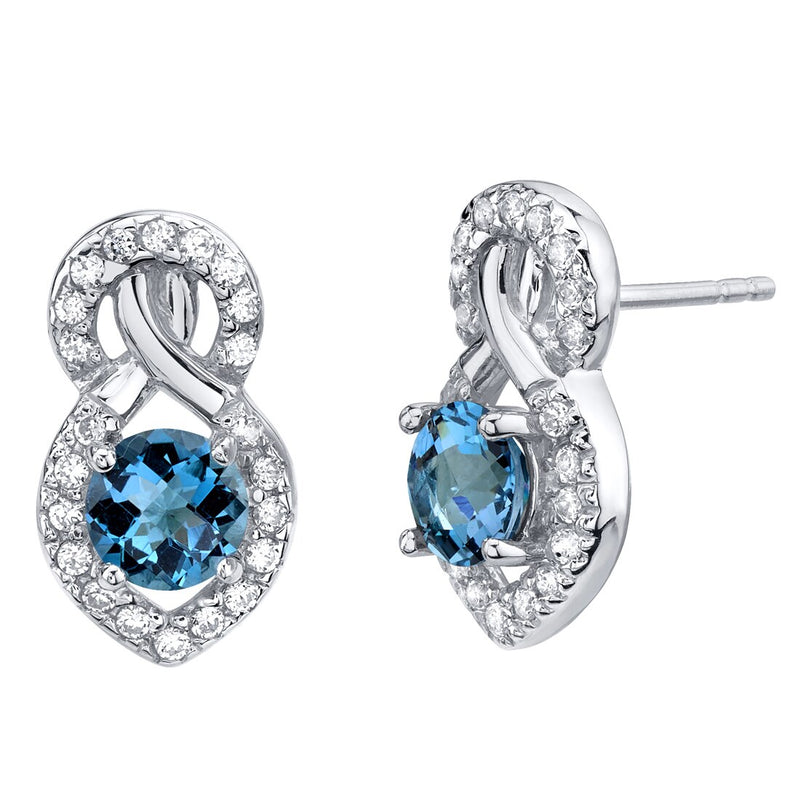 London Blue Topaz Sterling Silver Crossover Stud Earrings 2 Carats Total