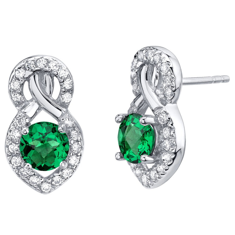 Emerald Crossover Stud Earrings Sterling Silver 1.50 Carats Total