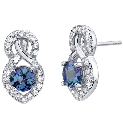Alexandrite Crossover Stud Earrings Sterling Silver 2.25 Carats Total