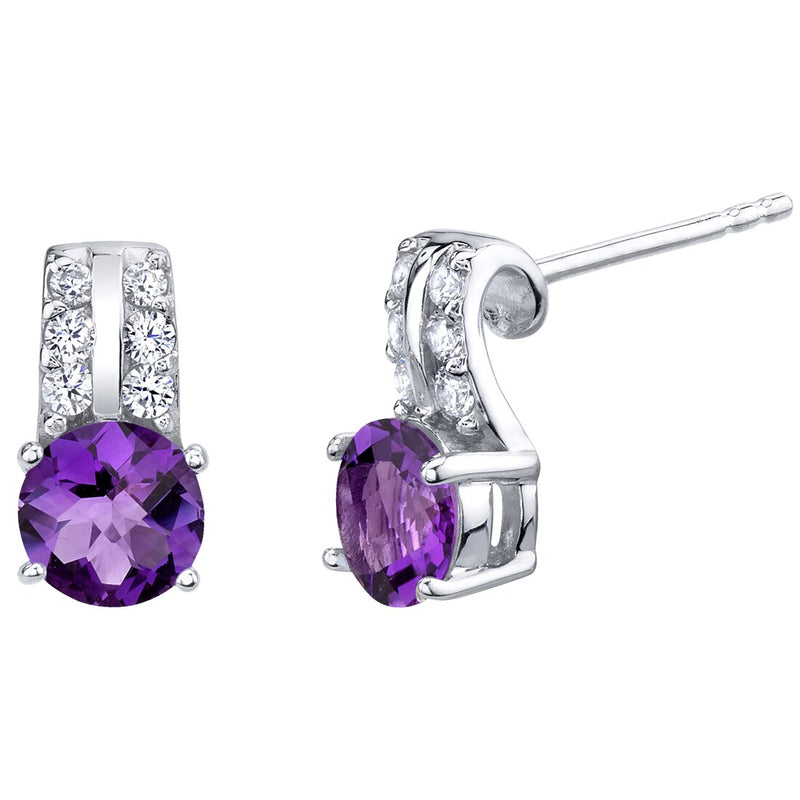 Amethyst Arc Stud Earrings Sterling Silver 1.50 Carats Total