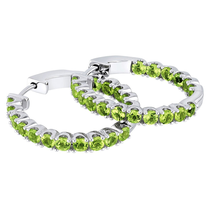 Sterling Silver Peridot Inside Out Hoop Earrings 4 5 Carats Se9024 alternate view and angle