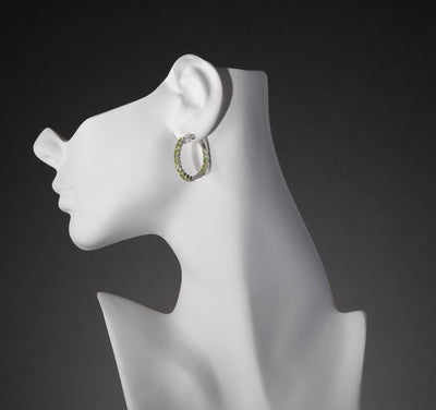 Sterling Silver Peridot Inside Out Hoop Earrings 4 5 Carats Se9024 on a model