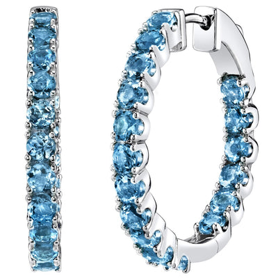 London Blue Topaz Inside-Out Hoop Earrings Sterling Silver 5 Carats Total