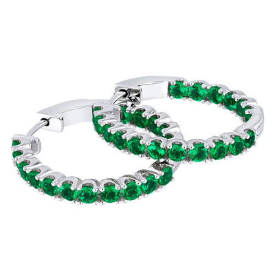 Sterling Silver Simulated Emerald Inside Out Hoop Earrings 3 Carats Se9028 alternate view and angle