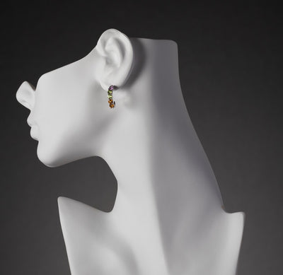 Sterling Silver Amethyst Peridot Citrine J Hoop Earrings 3 Carats Se9042 on a model