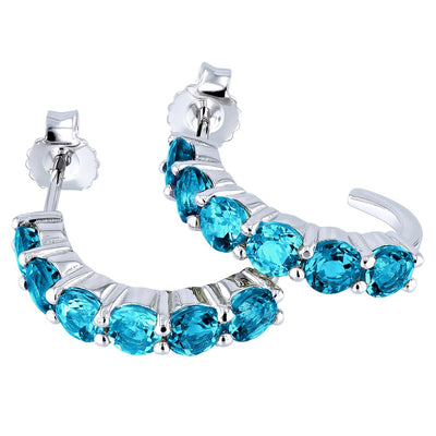 Sterling Silver Swiss Blue Topaz J Hoop Earrings 2 75 Carats Se9044 alternate view and angle