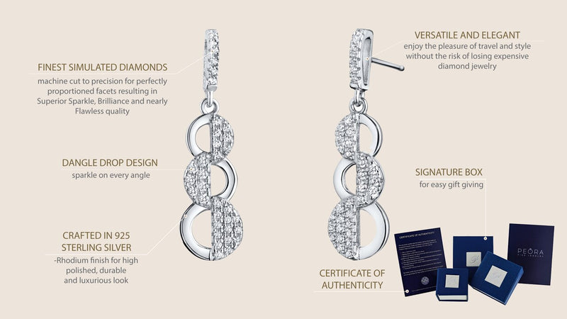 Sterling Silver Simulated Diamonds Cascade Dangle Drop Earrings Se9046 on a model or additional view