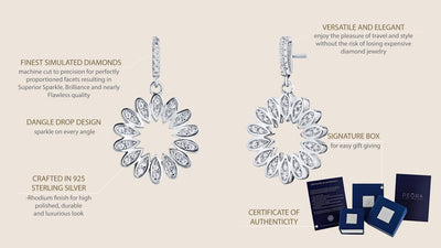 Sterling Silver Simulated Diamonds Blossom Dangle Drop Earrings Se9050 on a model or additional view