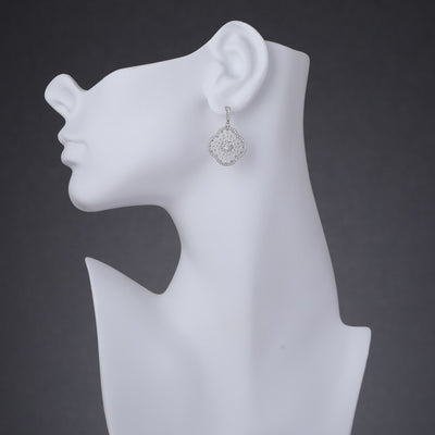 Sterling Silver Simulated Diamonds Mandala Dangle Drop Earrings Se9052 on a model