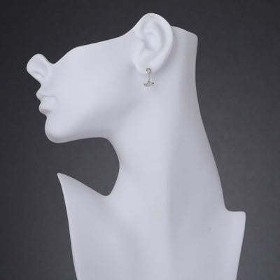 Sterling Silver Simulated Diamonds Dainty Hammer Earrings Se9054 on a model