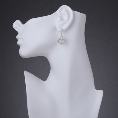 Sterling Silver Simulated Diamonds Mermaid Dangle Drop Earrings Se9058 on a model