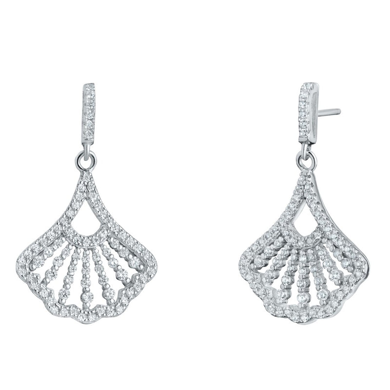 Sterling Silver Simulated Diamonds Mermaid Dangle Drop Earrings