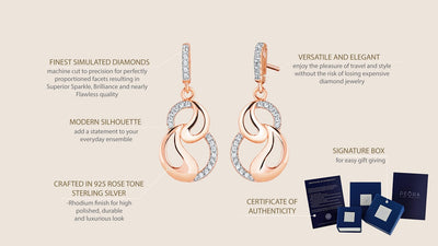 Sterling Silver Simulated Diamonds Yin Yang Rose Tone Dangle Drop Earrings Se9076 on a model or additional view