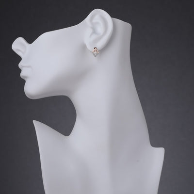 Sterling Silver Simulated Diamonds Bermuda Rose Tone Stud Earrings Se9084 on a model