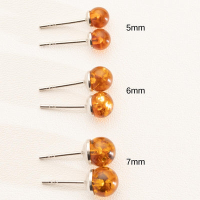 Baltic Amber 5-7mm Ball Stud Earrings in Sterling Silver comaprison