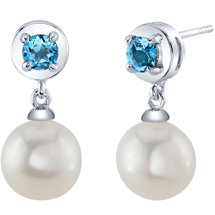 Lovely Sterling Silver and Blue Topaz Pierced Earrings saving with Clear Accent Stones