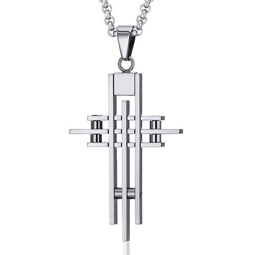 Bold Faith Stainless Steel Medium Sized Modern Cross Pendant