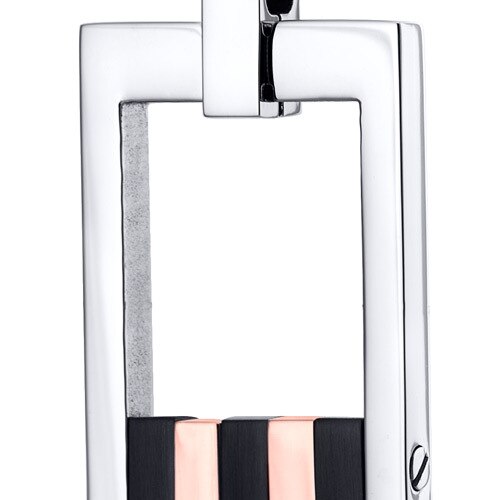 Rose Gold Stripe Polished Steel Pendant With 22 inch Chain