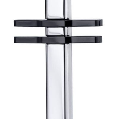 Two Black Stripe Steel Cross Pendant With 22 inch Chain
