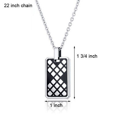 Mosaic Design Black Steel Style Pendant With 22 inch Chain