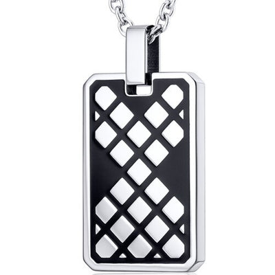 Mosaic Design Black Steel Style Pendant With 22 inch Chain