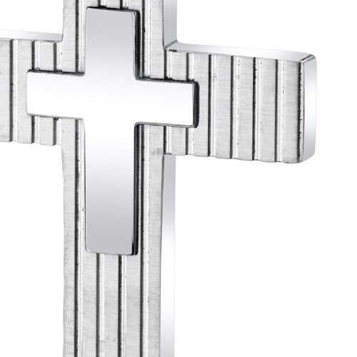 Layered Two-Toned Stainless Steel Cross Pendant with 22 inch Necklace
