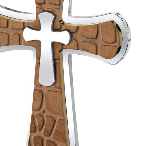 Copper Cobblestone Stainless Steel Cross Pendant with 22 inch Necklace