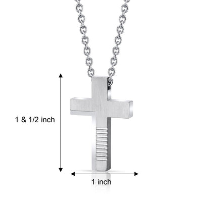 Abstract Modern Stainless Steel Cross Pendant with 22 Inch Necklace