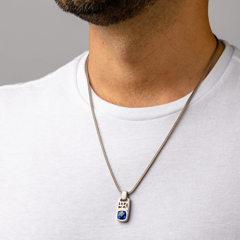 Lab Created Blue Sapphire Tennis Necklace