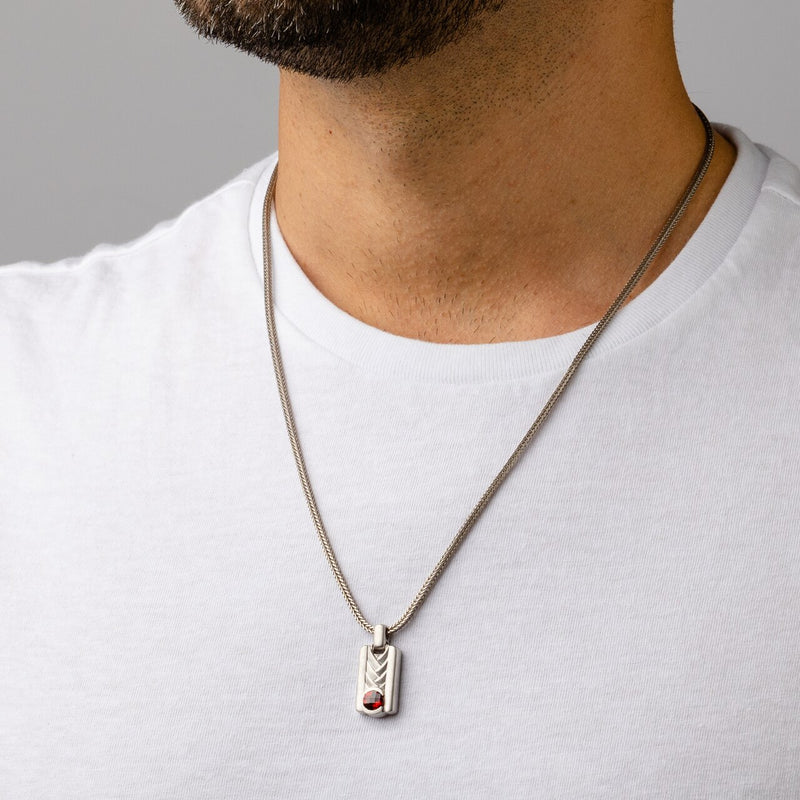 Mens Garnet Pendant Garnet Chevron Pendant Necklace For Men In