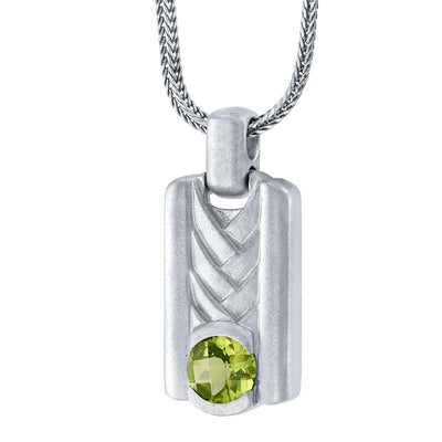 Peridot Chevron Pendant Necklace for Men Sterling Silver