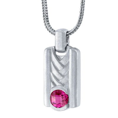 Ruby Chevron Pendant Necklace for Men Sterling Silver 1 Carat