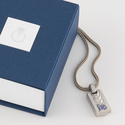 Alexandrite Chevron Pendant Necklace for Men Sterling Silver 1 Carat